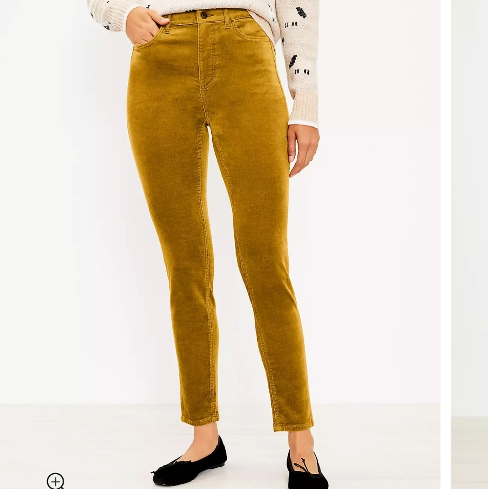 Loft Women's Mustard Yellow Corduroy Pants Size 2P/ 26 High Waist Skinny